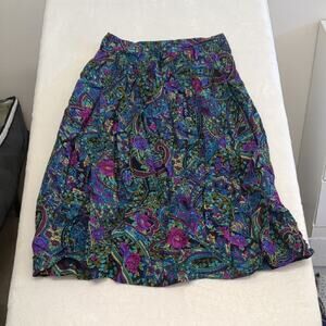 Vintage rayon Colorful Paisley Skirt size‎ 8